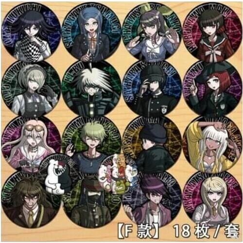 Anime Danganronpa: Trigger Happy Havoc Naegi Makoto Kirigiri Kyouko Figure 6121 Badge Round Brooch Pin Gifts Kids Collection Toy