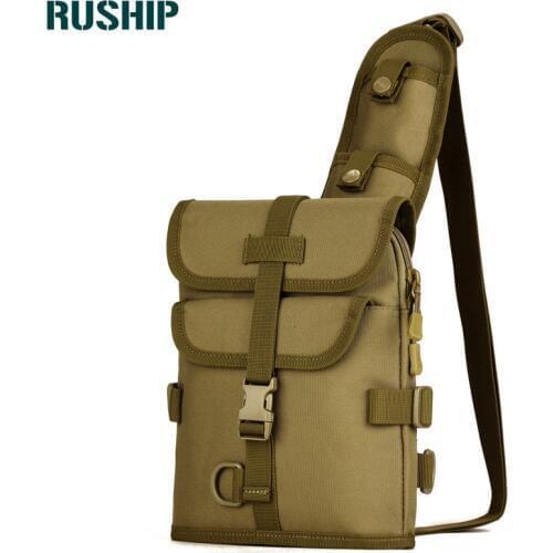 Military MOLLE System Single Shoulder Sling Chest Bag Men Travel Crossbody Multifunction Mountaineer Ride Nylon Messenger Bag