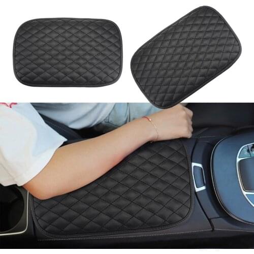 1pc Car Armrest Pad Cover Leather Center Console Box Cushion Mat Protector Black Waterproof Car Accessories Interior Universal