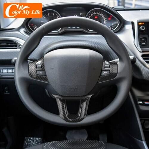 Car Steering Wheel Trim Fit for Peugeot 2008 2014 2015 2016 2017 2018 2019 Accessories ABS Car Steering Wheels Decoration Cover