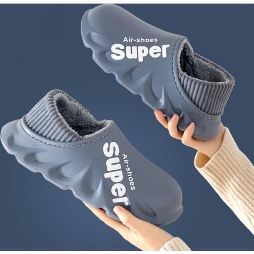 2021 New Winter Slippers Warm Men Shoes Waterproof Women Couples Non-Slip Plush Cotton Indoor Outdoor Cozy Home Autumn Thick Hee