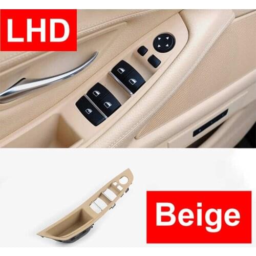 Beige LHD For BMW 5 series F10 F11 F18 inner Handle Interior Door Armrest Panel Drivers Seat Button Switch Frame Storage Box