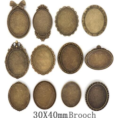 30X40mm 10PCS Antique Bronze & Antique Zinc Alloy Pendant Blank Cameo Cabochon Base Setting Jewelry Accessories wholesale