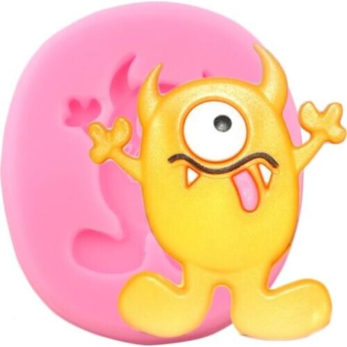 Horn Cyclops Alien Silicone Molds Halloween Monsters Cupcake Topper Fondant Cake Decorating Tools Candy Chocolate Gumpaste Mould