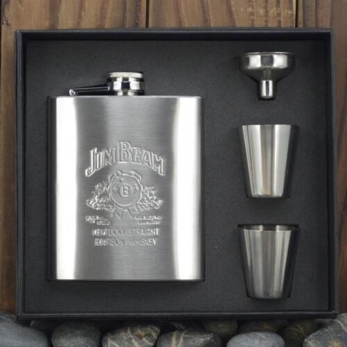 Luxury Whiskey Hip Flask 7oz set Leather Vintage Portable Stainless Steel Wine Bottle Russian Gift Box Pocket Flagon 318