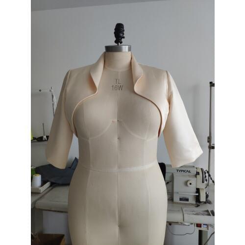 NeWomen Wedding Bridal Coat Bolero Satin Jacket Shrug Plus Size Champagne Jacket in 2 4 6 8 10 12 14 16 16W 18W