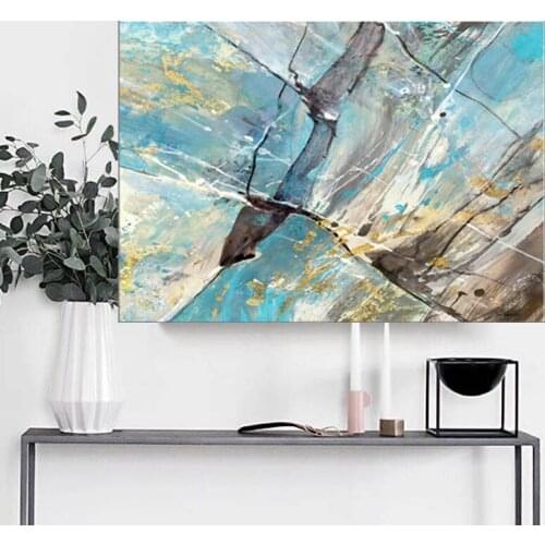 Handmade thick knife abstract high quality oil painting Turquoise green on Canvas Painting Decor Oil Painting artwork