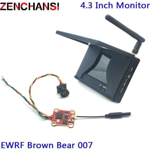 EWRF FPV 5.8G 400mW Video Transmitter Camera Brown Bear 007 with 5.8G 48CH 4.3 Inch FPV Monitor 480*272 For RC FPV Drone
