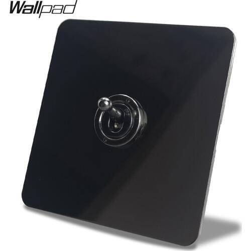 Wallpad 1 Gang 2 Way Toggle Switch Electric Light Switch Black Nickel Plate Stainless Steel Panel