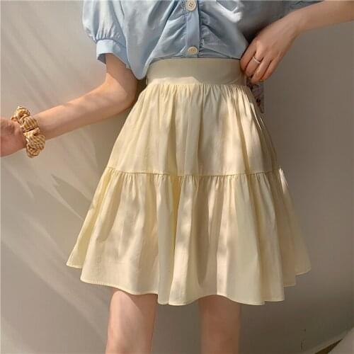White Ruffles Pleated Mini Skirt Womens 2021 Summer Fashion High Waist A-line Cake Skirt Korean Style Causal Slim Short Skirt