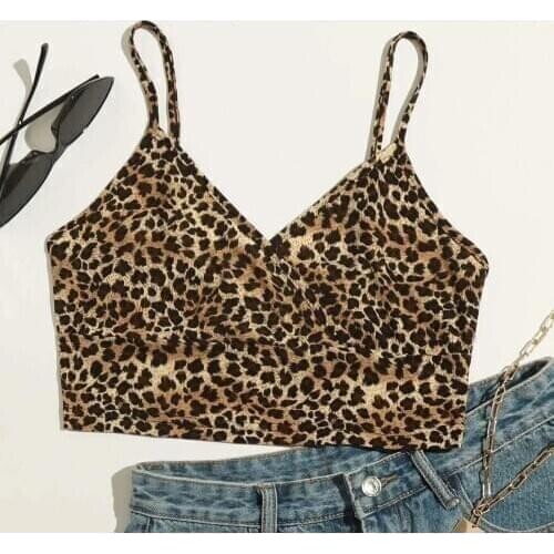 Women Snake Leopard Print Basic Camis Sexy V-Neck Backless Crop Tops Fashion Club Streetwear Strap Vest Skinny Tank Top Clubwear