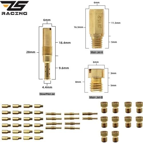 ZS Racing 10pcs Set Slow/Pilot Jet Main Jet For PWK PWM PJ PE PD FCR Keihin CV CVK CB CE VA Carburetor Vice injectors