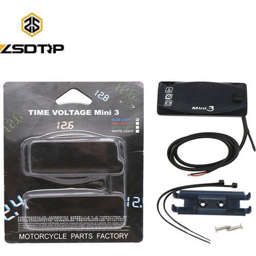 ZSDTRP Motorcycle Modified Universal Meter koso Water Temperature Meter Voltmeter Time Display Mini 3 in 1