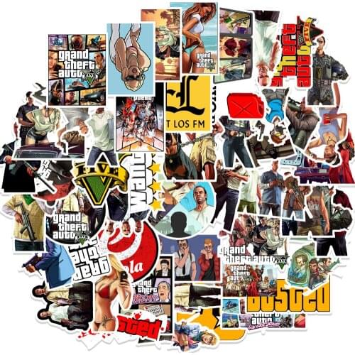 10/30/50PCS Cool Game GTA Stickers DIY Car Bike Travel Luggage Phone Guitar Waterproof PVC Classic Toy Cartoon Graffiti Sticker