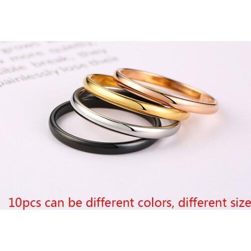 10pcs/pack Stainless Steel Rings for Women Minimalist Ring Men Round 2MM Finger Ring Lover Jewelry Size 3-10 aneis masculino