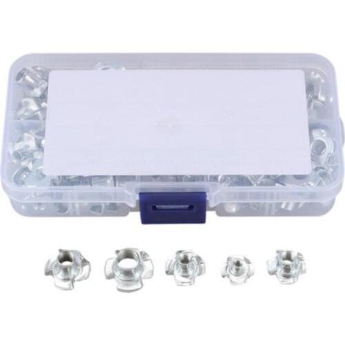 103PCS M3 / M4 / M5 / M6 / M8 Four Claw Speaker Nut Blind Hole Insert Nut T Nut for Wooden Furniture