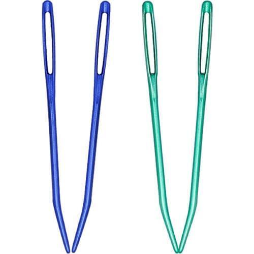 2pcs/Pack Aluminum Bent Tip Knitting Needles Elbow Bodkin Practical DIY Braiding Tools For sweater Wool Yarn Sewing Accessories