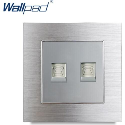 2 TEL Outlet Wallpad Luxury Aluminium Metal Panel Smart Home Double Telephone Rj11 Wall Socket Electrical Outlets