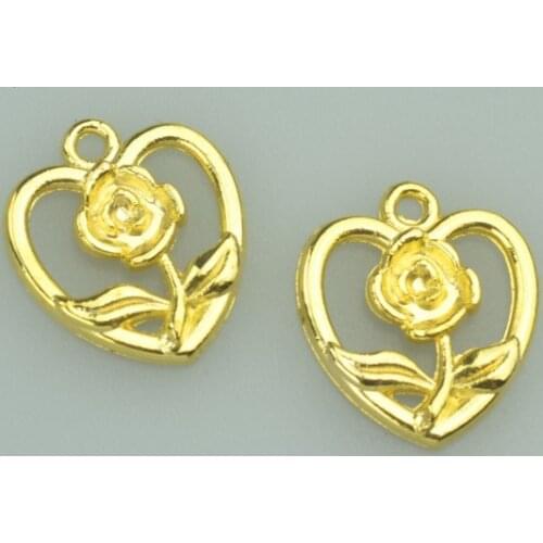 25pcs 18*16mm gold color flower Alloy charms pendant fit necklace bracelet diy Pendants for jewelry making Q111