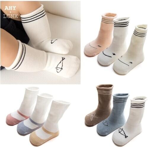 3 Pairs/Lot Baby Socks Spring Autumn Newborn Baby Girls Boys Kids for Non-slip Cotton Sokken Princess Knee High Long Sock