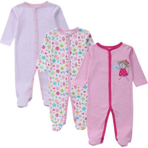 Mother Nest Brand 3pcs Baby Girl Rompers Long Sleeve Jumpsuit Spring Fall Winter Clothes Cartered Style