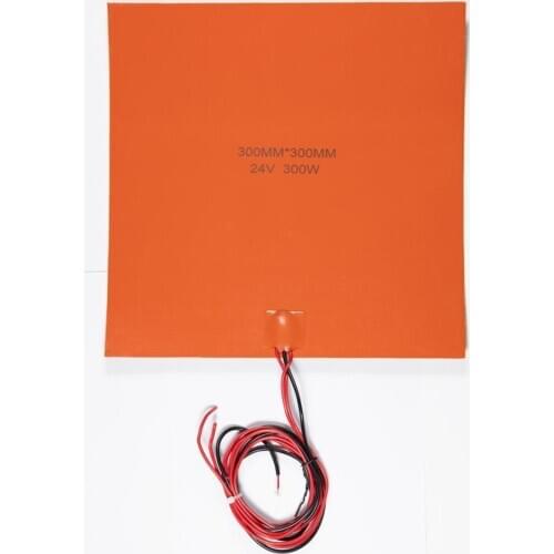 300X300mm 24v 300w Flexible Silicone Heated Mat With 3M PSA NTC 100K Thermistor, Silicone Heater Pad 3D Printer Heater Heatbed
