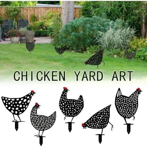 5pcs Chicken Family Hen Garden Decoration Stakes Chicken Silhouette Yard Art Yard Art Shadow Decoration For Backyard Lawn