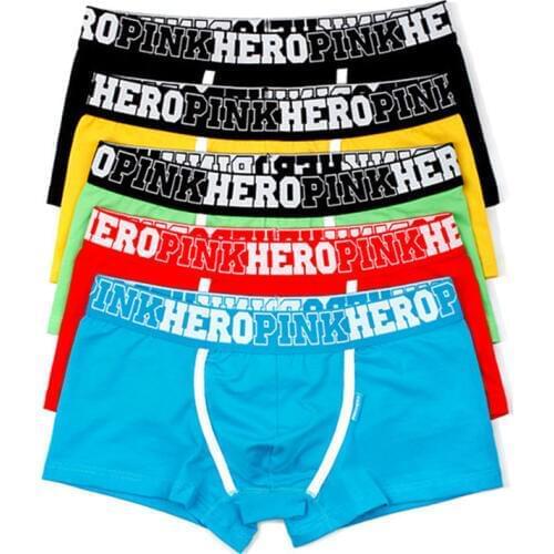 Pink Heroes 5pcs\\lot Men Underwear Boxers Cotton Sexy Boxer Mens Underwear Low Price Brand Clothing Men Boxer Pants Shorts