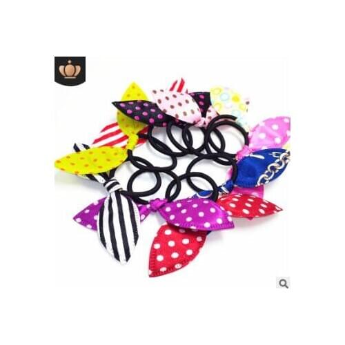 500pcs/lot DIY Multi Bunny Ears Hair Band High Resilience Dots Stripe Rubber Bands Hair Styling Tools Accessories HA783
