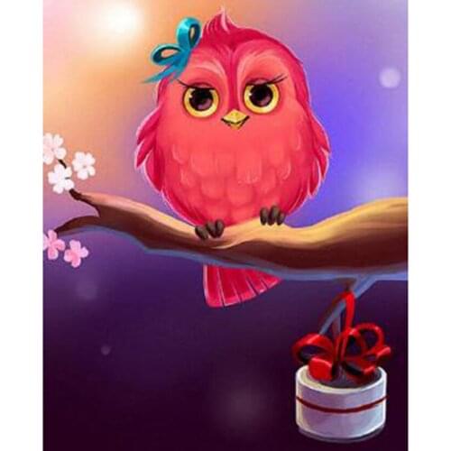 5D DIY Diamond Painting Square Round Diamond Cartoon Painting Cute Owl Picture Cross Stitch Home Decoration Gift WG2828