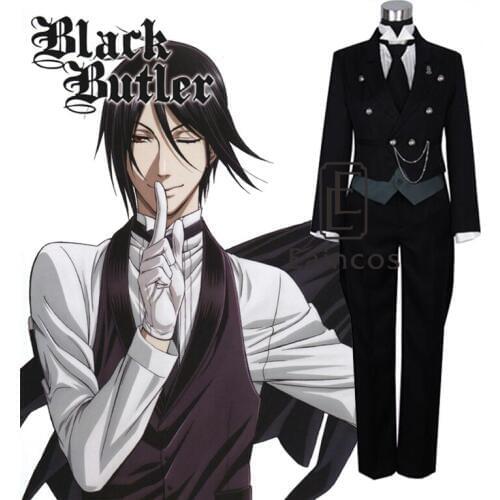 Anime Black Butler 2 Kuroshitsuji Sebastian Cosplay Party Costume Full Set Customized Size