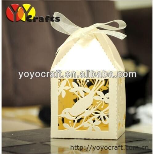 Free logo New design party supply love bird laser cut paper laser cut wedding box