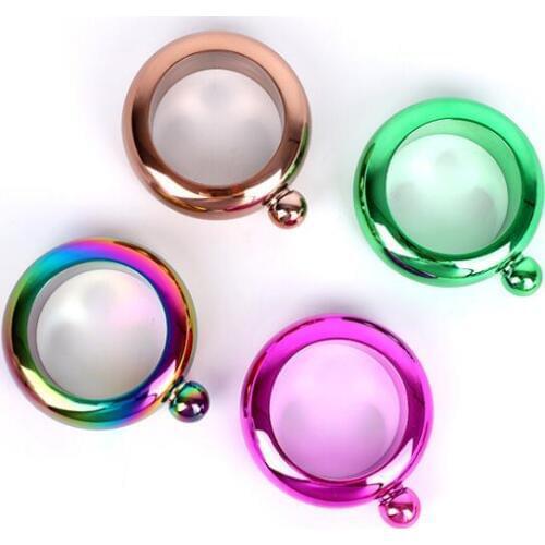 Bangle Bracelet Hip Flask Portable Round Wine Bottle 3.5oz Stainless Steel Wine Bangle LX1485
