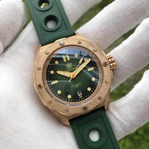 STEELDIVE CuSn8 Bronze 500M Dive Watch Exhaust-valve Automatic Mechanical NH35 Watch Sapphire Glass Men Watches