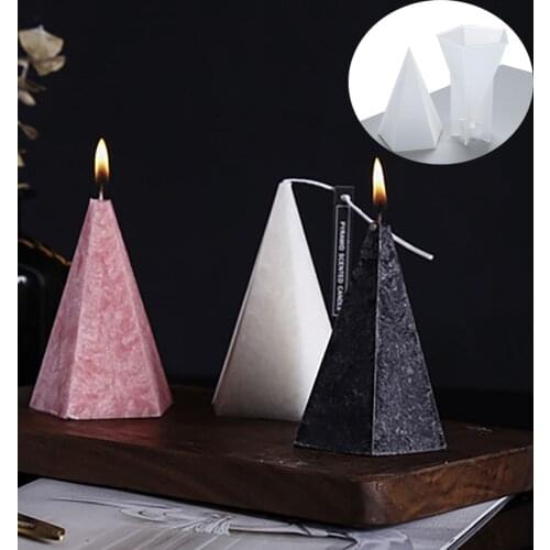 Diamond Shape Candle Mold Cone Clear Silicone Candle DIY Handmade Making Model Reusable Tealight Scented Candle Making Mould