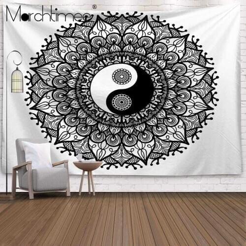 Yin Yang Tai Chi Tapestry Mandala Art Wall Hanging Vintage Yoga Mat Room Bedding Boho Decor Sun Moon The Eight Carpet Tapestries