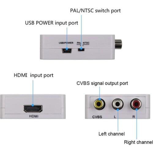 HDMI TO AV Scaler Adapter HD Video Converter Box HDMI to RCA AV/CVSB L/R Video 1080P HDMI2AV Support NTSC PAL Wholesale