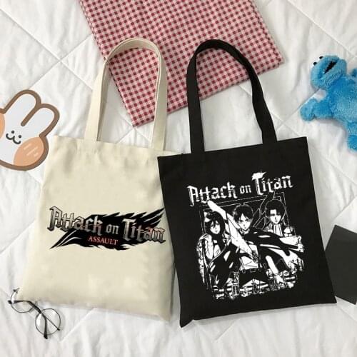 Japanese ​Anime Titans Attack Gothic Style Canvas Bag Shopper Harajuku Large Capacity Womens Bags Shoulder Bag Vintage Handbag