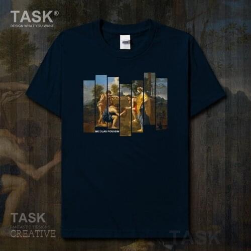 Personality fashion oil painting mens t-shirt Et In Arcadia Ego retro print Short sleeve clothes cotton summer Streetwear casual