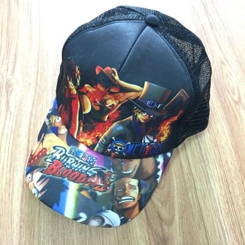 Anime Pirate King Portgas D Ace Sun Cap Casual Adjustable Kesshoban Sabo Summer Mesh Hat for Men Women