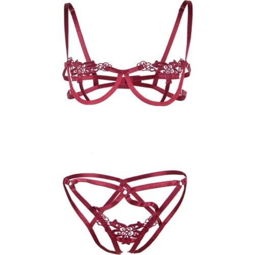 Hollow Out Bra Set Embroidery Sexy Erotic Lingerie Set Plus Size 5XL Womens Underwear Set Underwire Panties Bra set RW80975