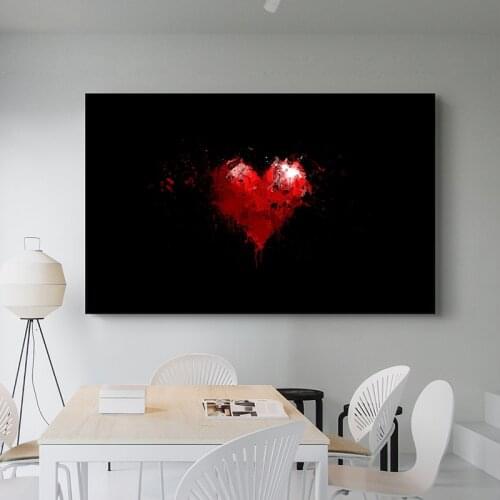 Red and Black Love Canvas Painting Wall Art Scandinavian Posters and Prints Modern Wall Art Picture for Living Room