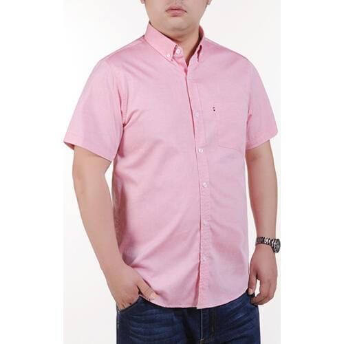 Summer Cool Cotton White Grey Pink Big Size Short Sleeve Dress Shirt Men Plus Size 8XL 7XL 6XL 5XL
