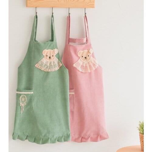 Korean fashion waterproof and oil-proof apron home kitchen ladies cute small fresh adult cooking waist