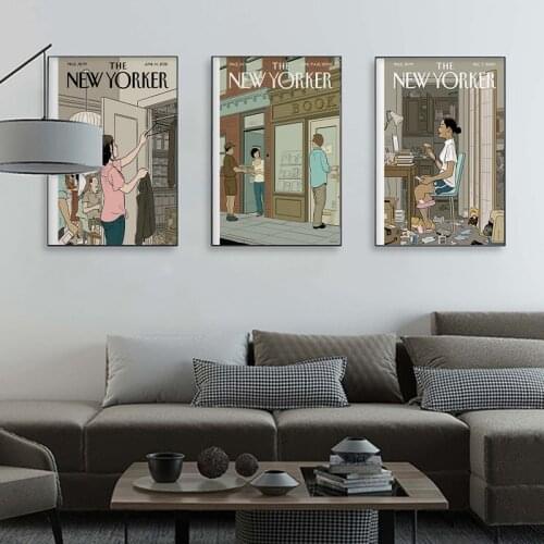 The New Yorker Magazine Cover Canvas Painting Vintage Poster and Print Nordic Wall Art Pictures for Living Room Home Decoration