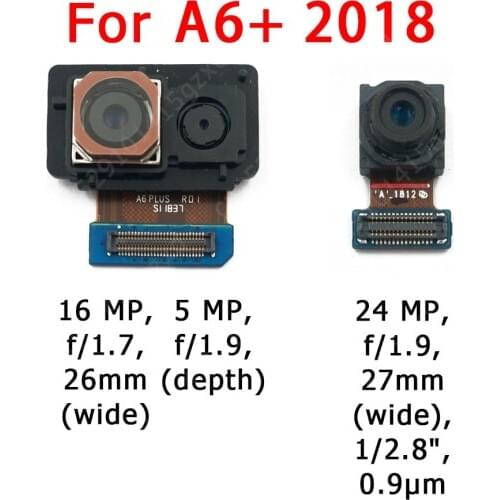 Original Front Back Rear Camera For Samsung Galaxy A6 Plus 2018 A605 Main Facing Camera Module Flex Cable Replacement Parts