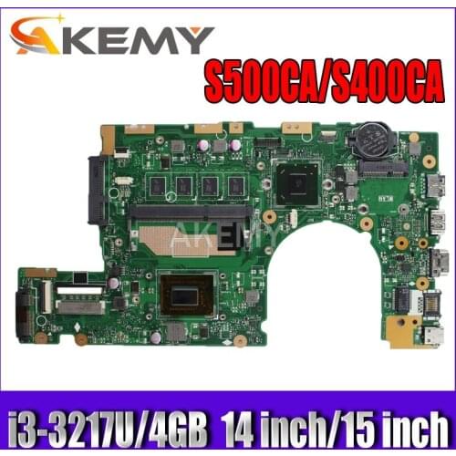 S400CA REV2.1/3.1 motherboard 4GB-RAM i3-3217U SR0N9 mainboard For ASUS S500CA S500C S400CA Laptop motherboard MAIN BOARD Tested