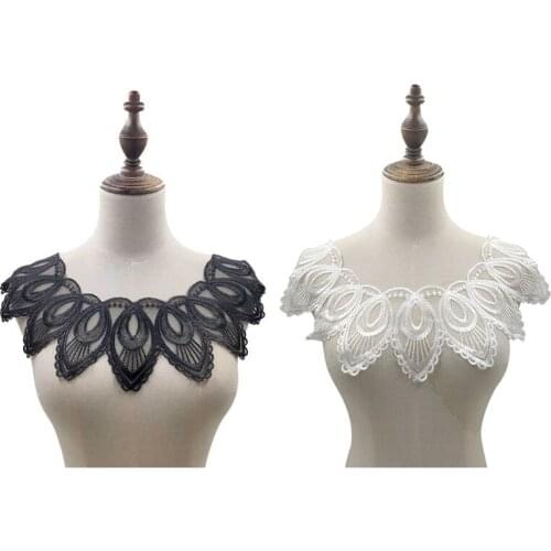 Detachable Blouse False Collar Embroidered Lace Fake Collar Lace Made Organza Necklace Shoulder Covering