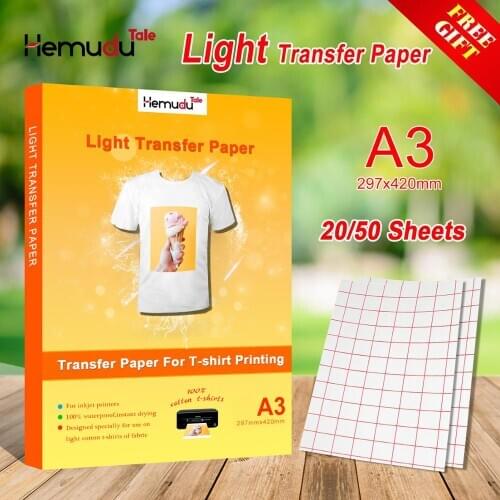 Inkjet Iron-On White and Light Colored T-Shirt Transfers Paper A3 Heat Transfer Machine for Cotton Fabrics free return