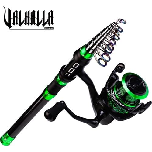 VALHALLA Telescopic FishingPole Spinning Fishing Reel Combo 1.8-3.6m Ultralight Carbon Fiber 5.0:1 Tackle Fishing Rod And Reel